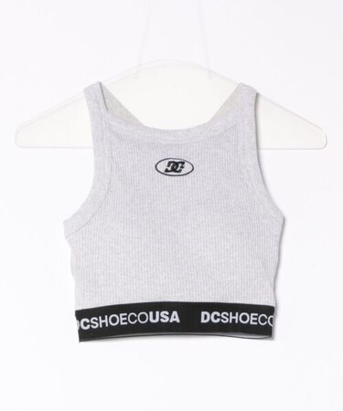 DC(ディーシー)タンクトップ リブ素材 クロップド丈 ショート丈 ロゴ パッド付 セットアップ対応 LSL252310/レディース ムラサキスポーツ