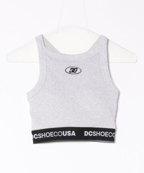DC(ディーシー)タンクトップ リブ素材 クロップド丈 ショート丈 ロゴ パッド付 セットアップ対応 LSL252310/レディース ムラサキスポーツ