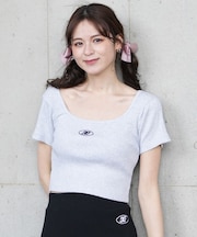 DC(ディーシー)半袖 Tシャツ スクエアネック リブ素材 クロップド丈 ショート丈 ロゴ セットアップ対応 LST252306/レディース ムラサキスポーツ
