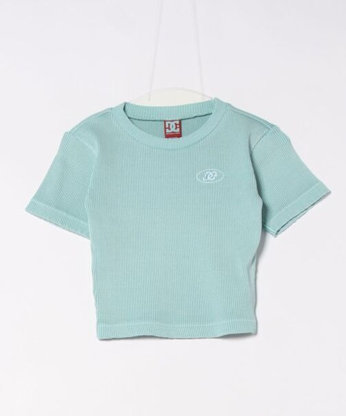 DC(ディーシー)半袖 Tシャツ リブ素材 クロップド丈 ショート丈 ロゴ セットアップ対応 LST252311M/レディース ムラサキスポーツ