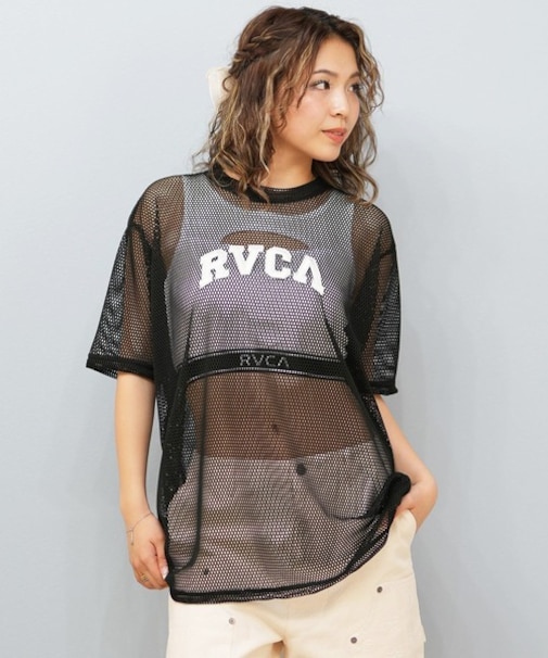 RVCA/半袖 Tシャツ メッシュTシャツ ロゴ オーバーサイズ ARCH RVCA MESH TEE BF04C-857 ルーカ レディース ムラサキスポーツ