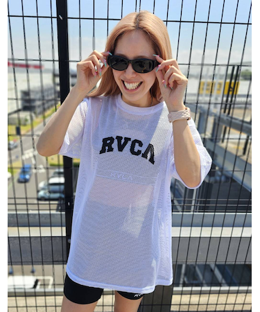 RVCA/半袖 Tシャツ メッシュTシャツ ロゴ オーバーサイズ ARCH RVCA MESH TEE BF04C-857 ルーカ レディース ムラサキスポーツ