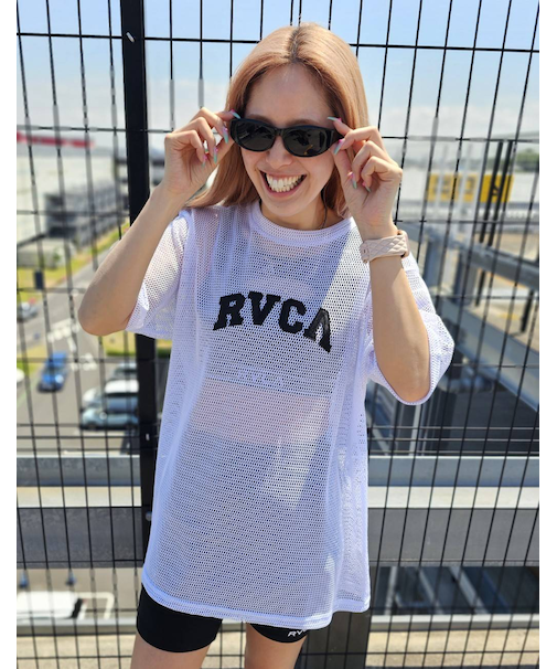 RVCA/半袖 Tシャツ メッシュTシャツ ロゴ オーバーサイズ ARCH RVCA MESH TEE BF04C-857 ルーカ レディース ムラサキスポーツ