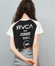 RVCA/半袖 Tシャツ クロップド丈 ショート丈 ラグラン バックプリント BF04C-P21 ルーカ レディース ムラサキスポーツ