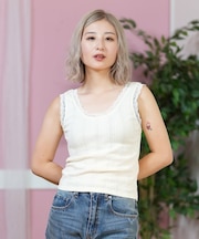 ROXY(ロキシー)ノースリーブ レース タンクトップ RDK252053/レディース ムラサキスポーツ