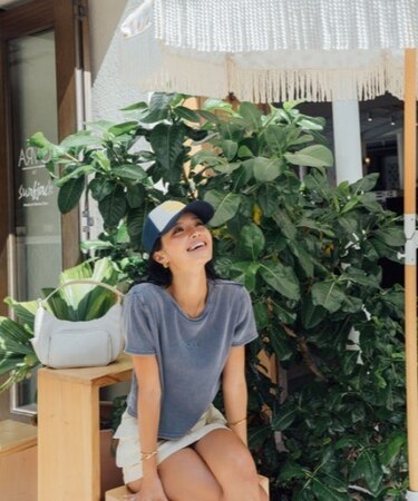 ROXY×NANAHA(ロキシー×ナナハ)半袖Tシャツ リブちびTシャツ ミニTシャツ RST252606T/レディース ムラサキスポーツ
