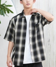 【ムラサキスポーツ限定】DEAR LAUREL(ディアローレル)半袖シャツ オンブレチェック柄 D25S2403/メンズ ムラサキスポーツ