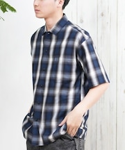 【ムラサキスポーツ限定】DEAR LAUREL(ディアローレル)半袖シャツ オンブレチェック柄 D25S2403/メンズ ムラサキスポーツ