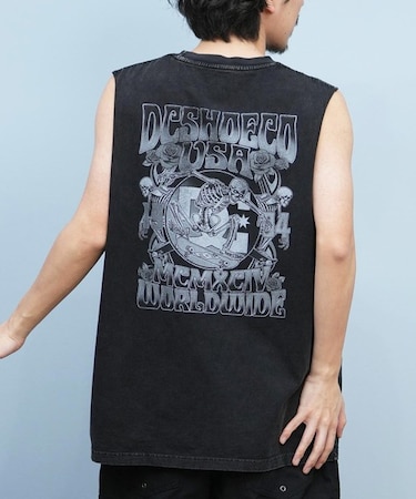 DC(ディーシー)タンクトップ バックプリント ヴィンテージ風 25 ROCK SKULL SL DSL252018/メンズ ムラサキスポーツ