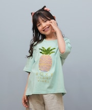 ROXY(ロキシー)キッズ Tシャツ ジュニア スパンコール パイナップル MINI ISLAND VIBES TST252065 半袖Tシャツ 子供服 男の子 女の子/キッズ ムラサキスポーツ