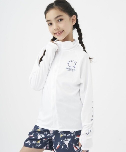 RUSTY(ラスティー)キッズ 水着 UVケア ラッシュガード 長袖パーカー 963463/男の子 女の子 ムラサキスポーツ