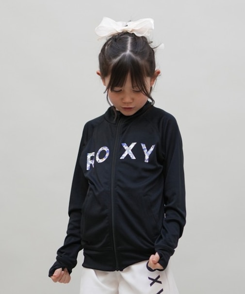ROXY(ロキシー)キッズ 水着 UVケア 長袖ジップパーカー ラッシュガード MINI ARTSY FLORAL LOGO ST TLY251106/子供服 女の子 ムラサキスポーツ