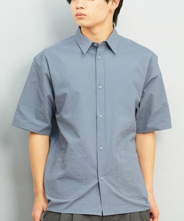 【ムラサキスポーツ限定】DEAR LAUREL(ディアローレル)半袖シャツ シアサッカー素材 軽量 ストレッチ 速乾 SEERSUCKER SHIRT D25S2404/メンズ ムラサキスポーツ