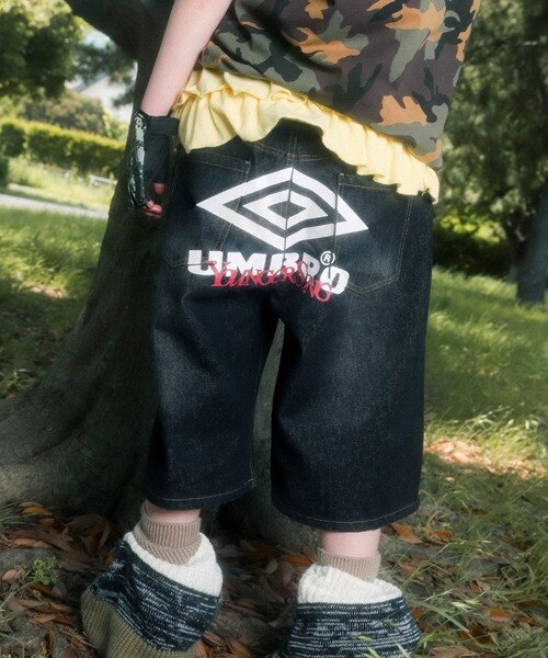 umbro younger song デニムハーフパンツ　黒 ムラサキスポーツ限定】UMBRO(アンブロ)Younger Song ヤンガー