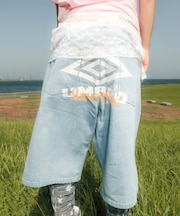 【ムラサキスポーツ限定】UMBRO(アンブロ)Younger Song ヤンガーソング コラボレーション デニムハーフパンツ MRYS-SPT004/ユニセックス メンズ レディース ムラサキスポーツ