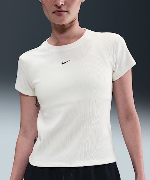 NIKE(ナイキ)半袖Tシャツ タイト リブショートスリーブTシャツ 刺繍ロゴ HV4995-133/レディース ムラサキスポーツ