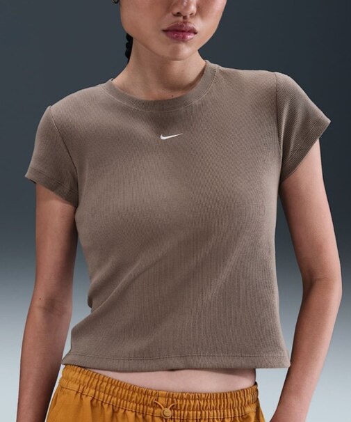 NIKE(ナイキ)半袖Tシャツ タイト リブショートスリーブTシャツ 刺繍ロゴ HV4995-214/レディース ムラサキスポーツ