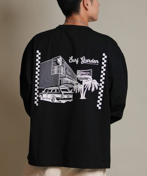 【限定】DEAR LAUREL(ディアローレル)長袖 Tシャツ ロンT バックプリント SURF GARDEN LONG SLEEVE T D25F-2201/メンズ ムラサキスポーツ限定