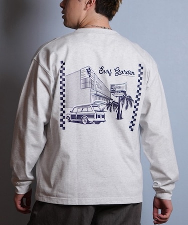 【限定】DEAR LAUREL(ディアローレル)長袖 Tシャツ ロンT バックプリント SURF GARDEN LONG SLEEVE T D25F-2201/メンズ ムラサキスポーツ限定