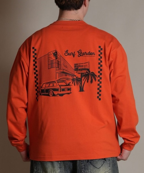 【限定】DEAR LAUREL(ディアローレル)長袖 Tシャツ ロンT バックプリント SURF GARDEN LONG SLEEVE T D25F-2201/メンズ ムラサキスポーツ限定
