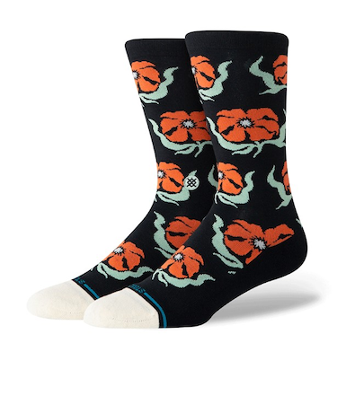 STANCE(スタンス)ブロードキャストフローラルクルーソックス BROADCAST FLORAL CREW A545C25BRO#BLK ソックス 靴下 ユニセックス ムラサキスポーツ