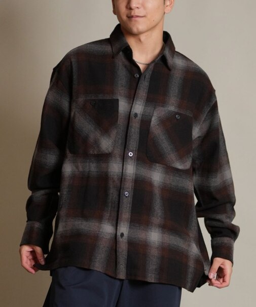 【限定】DEAR LAUREL(ディアローレル)長袖シャツ チェック ネルシャツ FLANNEL SHIRT D25F-2603/メンズ ムラサキスポーツ限定