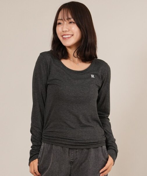 【限定】RIKKA FEMME(リッカファム)ロンT 長袖Tシャツ ギャザー RF25FW02/レディース ムラサキスポーツ限定