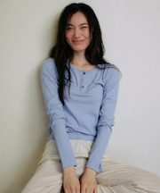 【限定】RIKKA FEMME(リッカファム)ヘンリーネックロンT 長袖Tシャツ RF25FW03/レディース ムラサキスポーツ限定
