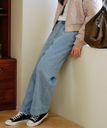 【限定】RIKKAFEMME/ロングパンツ デニム パンツ Gパン デニムイージーパンツ RF25FW12 リッカファム レディース ムラサキスポーツ限定