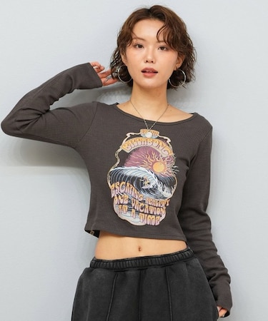 BILLABONG(ビラボン)長袖 Tシャツ ロンT ショート丈 BF014-058 BF014058/レディース ムラサキスポーツ