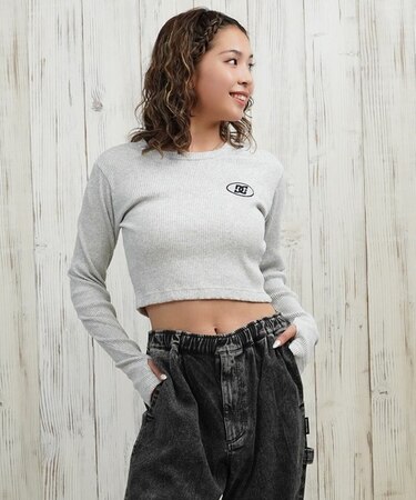 DC(ディーシー)長袖 クロップド丈 ロンT TELECO SHORT LS LLT254311/レディース ムラサキスポーツ