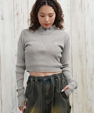 DC(ディーシー)長袖 クロップド丈 ハーフジップ ロンT TELECO LLT254312/レディース ムラサキスポーツ