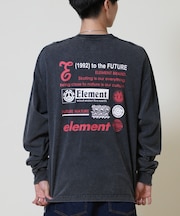 ELEMENT /長袖Tシャツ ロンT バックプリント 古着風 BF022-055 クルーネック メンズ ムラサキスポーツ