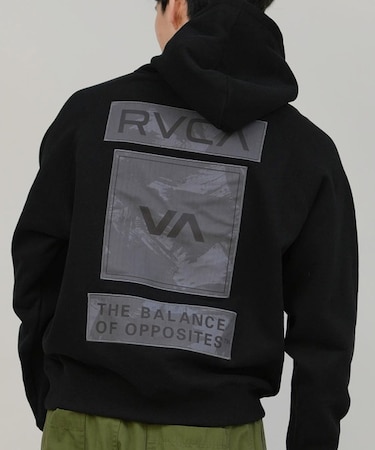 RVCA /長袖 プルオーバー パーカー メンズ バックプリント 裏起毛 THREE BOX RVCA HD BF042-011 ルーカ メンズ ムラサキスポーツ