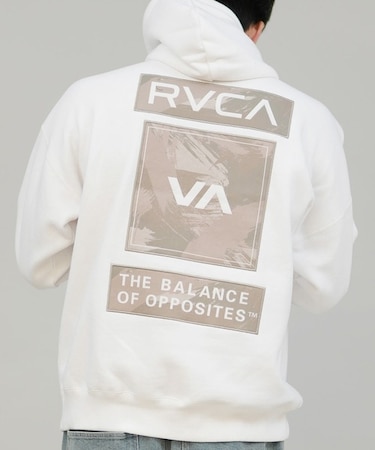 RVCA /長袖 プルオーバー パーカー メンズ バックプリント 裏起毛 THREE BOX RVCA HD BF042-011 ルーカ メンズ ムラサキスポーツ
