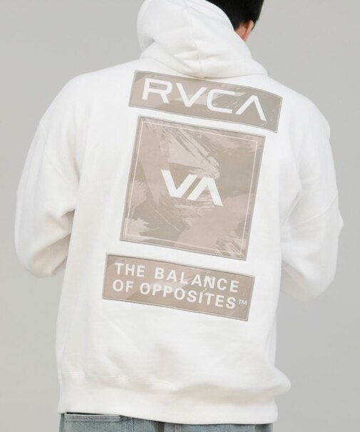 RVCA /長袖 プルオーバー パーカー メンズ バックプリント 裏起毛 THREE BOX RVCA HD BF042-011 ルーカ メンズ ムラサキスポーツ