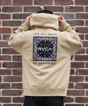 RVCA /長袖 プルオーバー パーカー バックプリント BANDANA BALANCE HD BF042-P01 ルーカ メンズ ムラサキスポーツ