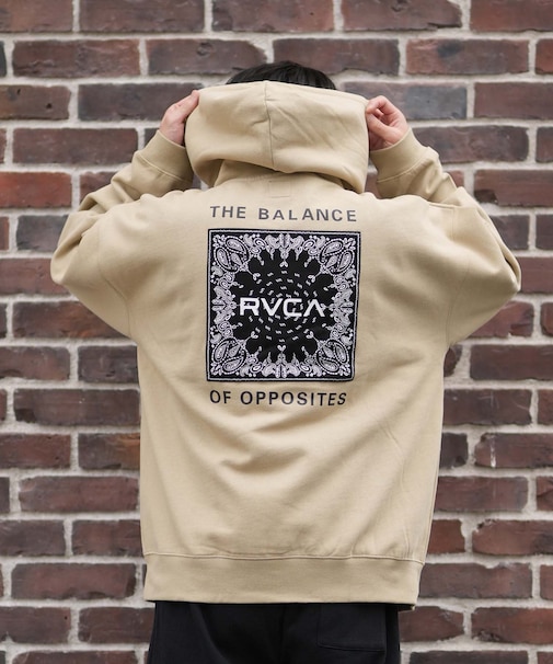 RVCA /長袖 プルオーバー パーカー バックプリント BANDANA BALANCE HD BF042-P01 ルーカ メンズ ムラサキスポーツ
