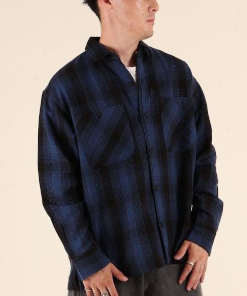 【限定】DEARLAUREL/HEAVY FLANNEL SHIRT ネルシャツ チェック柄 D25F-2601 ディアローレル メンズ ムラサキスポーツ限定