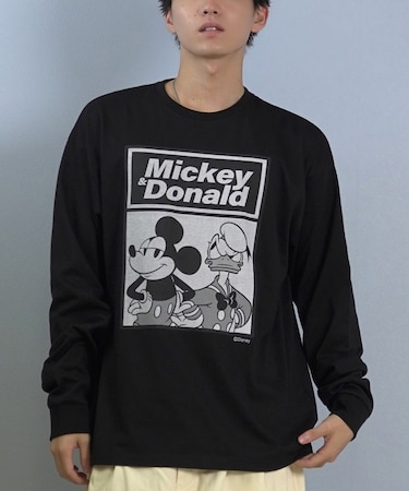 【限定】DEARLAUREL× Disney× JM コラボ/長袖 Tシャツ ロンT メンズ ミッキー ドナルド DL25F-JM2203 ディアローレル×ディズニー×ジャクソンマティス メンズ ムラサキスポーツ限定