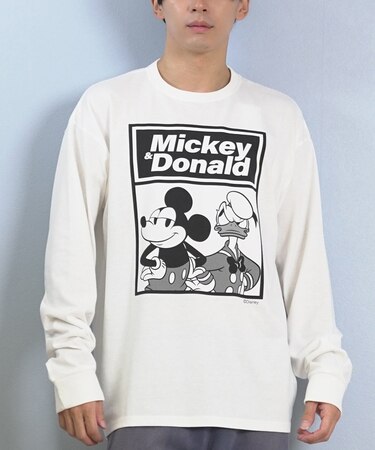 【限定】DEARLAUREL× Disney× JM コラボ/長袖 Tシャツ ロンT メンズ ミッキー ドナルド DL25F-JM2203 ディアローレル×ディズニー×ジャクソンマティス メンズ ムラサキスポーツ限定