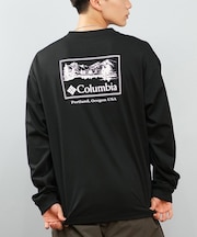 【限定】Columbia/ロンT 長袖Tシャツ バックプリント 吸湿速乾 紫外線防止 SUNRISE EDGE GRAPHIC LS T PM0929 コロンビア ユニセックス メンズ ムラサキスポーツ限定
