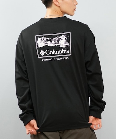 【限定】Columbia/ロンT 長袖Tシャツ バックプリント 吸湿速乾 紫外線防止 SUNRISE EDGE GRAPHIC LS T PM0929 コロンビア ユニセックス メンズ ムラサキスポーツ限定