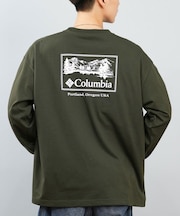 【限定】Columbia/ロンT 長袖Tシャツ バックプリント 吸湿速乾 紫外線防止 SUNRISE EDGE GRAPHIC LS T PM0929 コロンビア ユニセックス メンズ ムラサキスポーツ限定