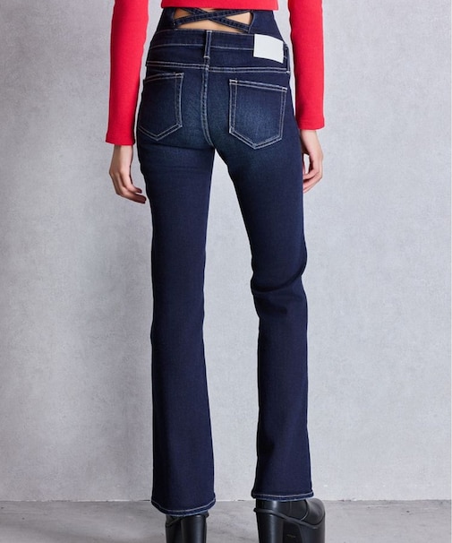 GYDA/NEWハイウエストBACKクロスフレアパンツ ジーンズ デニムパンツ スリムフィット 072542401901 ジェイダ/レディース ムラサキスポーツ