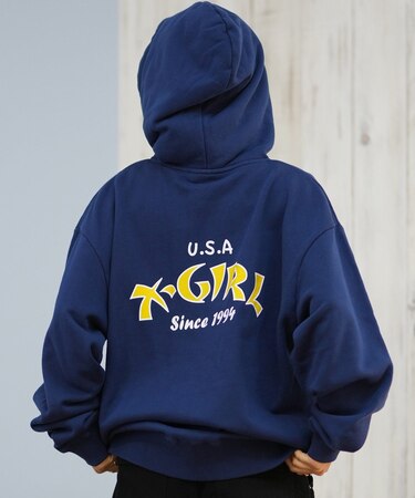 X-GIRL/ジップアップ パーカー 裏毛 バックプリント ロゴ 105253012022 エックスガール レディース ムラサキスポーツ