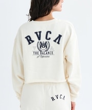 RVCA/ARCH COLLEGE CROPPED CREW トレーナー テリー素材 クロップド丈 スウェット BF044-001 ルーカ レディース ムラサキスポーツ
