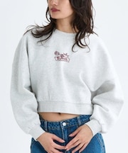RVCA/COURT BALLOON FIT CREW トレーナー 裏起毛テリー素材 クロップド丈 スウェット BF044-003 ルーカ レディース ムラサキスポーツ