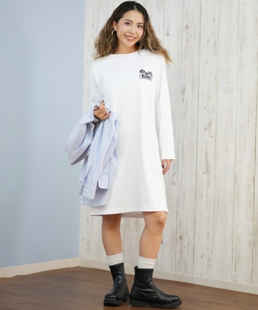 RVCA/Tシャツワンピース バックプリントTシャツBF044-350 ルーカ レディース ムラサキスポーツ