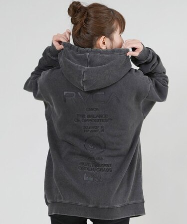 RVCA/ジップアップ パーカー バックプリント ロゴ BF044-P02 ルーカ レディース ムラサキスポーツ